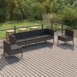 Set mobilier de grădină cu perne, 6 piese, gri, poliratan GartenMobel Dekor