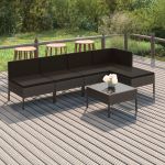 Set mobilier de grădină cu perne, 6 piese, gri, poliratan GartenMobel Dekor