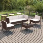 Set mobilier de grădină cu perne, 6 piese, maro, poliratan GartenMobel Dekor