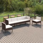 Set mobilier de grădină cu perne, 6 piese, maro, poliratan GartenMobel Dekor