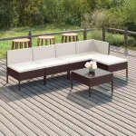 Set mobilier de grădină cu perne, 6 piese, maro, poliratan GartenMobel Dekor