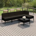 Set mobilier de grădină cu perne, 6 piese, negru, poliratan GartenMobel Dekor