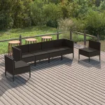 Set mobilier de grădină cu perne, 6 piese, negru, poliratan GartenMobel Dekor