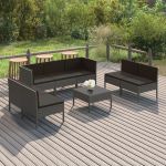 Set mobilier de grădină cu perne, 8 piese, gri, poliratan GartenMobel Dekor