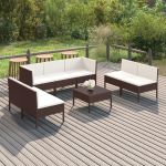 Set mobilier de grădină cu perne, 8 piese, maro, poliratan GartenMobel Dekor
