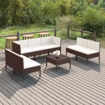 Set mobilier de grădină cu perne, 8 piese, maro, poliratan GartenMobel Dekor