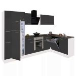 Dulap bucătărie de colț Leziter Yorki 310 cm, alb cu front antracit satinat