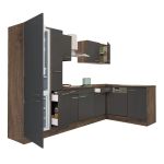 Mobilă bucătărie de colț Leziter Yorki 310 cm, stejar Yorki și front antracit satinat