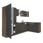 Mobilă bucătărie de colț Leziter Yorki 310 cm, stejar Yorki și front antracit satinat