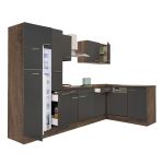 Mobilă de bucătărie de colț Leziter Yorki 310 cm, stejar Yorki, antracit satinat