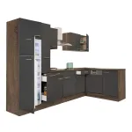 Mobilă de bucătărie de colț Leziter Yorki 310 cm, stejar Yorki, antracit satinat