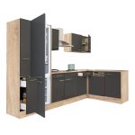 Mobilă de bucătărie de colț Yorki 310, stejar sonoma/antracit, cu frigider sub blat