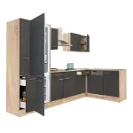 Mobilă de bucătărie de colț Yorki 310, stejar sonoma/antracit, cu frigider sub blat