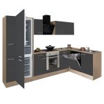 Mobilă de bucătărie de colț Leziter Yorki 310, stejar sonoma, antracit satinat, blat 28 mm