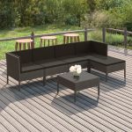 Set mobilier de grădină cu perne, 6 piese, gri, poliratan GartenMobel Dekor