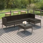 Set mobilier de grădină cu perne, 6 piese, gri, poliratan GartenMobel Dekor