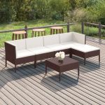 Set mobilier de grădină cu perne, 6 piese, maro, poliratan GartenMobel Dekor