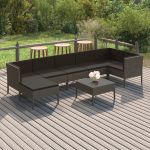 Set mobilier de grădină cu perne, 8 piese, gri, poliratan GartenMobel Dekor