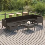 Set mobilier de grădină cu perne, 8 piese, gri, poliratan GartenMobel Dekor