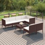 Set mobilier de grădină cu perne, 8 piese, maro, poliratan GartenMobel Dekor