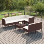 Set mobilier de grădină cu perne, 8 piese, maro, poliratan GartenMobel Dekor
