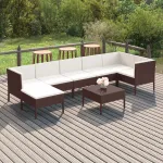 Set mobilier de grădină cu perne, 8 piese, maro, poliratan GartenMobel Dekor