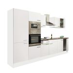 Mobilă de bucătărie modulară Leziter Yorki 330, alb satinat, 300 cm, cu dulap raft