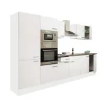 Mobilă de bucătărie modulară Leziter Yorki 330, alb satinat, 300 cm, cu dulap raft