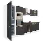 Mobilă de bucătărie Leziter Yorki 340 cm, alb cu front antracit satinat, modulară