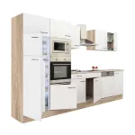 Mobilă de bucătărie Leziter Yorki 340 cm, stejar Sonoma cu fronturi alb satinat