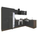 Bucătărie de colț Yorki 340 cm, stejar Yorki/antracit satinat, Leziter