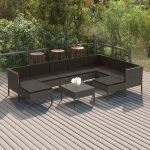 Set mobilier de grădină cu perne, 10 piese, gri, poliratan GartenMobel Dekor