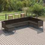 Set mobilier de grădină cu perne, 8 piese, gri, poliratan GartenMobel Dekor