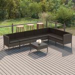 Set mobilier de grădină cu perne, 8 piese, gri, poliratan GartenMobel Dekor
