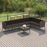 Set mobilier de grădină cu perne, 8 piese, gri, poliratan GartenMobel Dekor