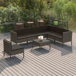 Set mobilier de grădină cu perne, 8 piese, gri, poliratan GartenMobel Dekor