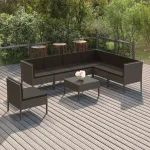 Set mobilier de grădină cu perne, 8 piese, gri, poliratan GartenMobel Dekor