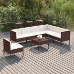 Set mobilier de grădină cu perne, 8 piese, maro, poliratan GartenMobel Dekor