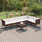 Set mobilier de grădină cu perne, 8 piese, maro, poliratan GartenMobel Dekor