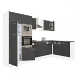 Dulap de bucătărie de colț Leziter Yorki 340 cm, corp alb, front antracit satinat