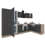 Mobilă de bucătărie de colț Yorki 340 cm, stejar Sonoma și antracit satinat, modulară