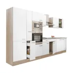 Bucătărie modulară Leziter Yorki 360 cm, stejar Sonoma/alb satinat, cu dulap cu raft