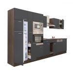 Mobilă de bucătărie modulară Leziter Yorki 370 cm, stejar Yorki, front antracit satinat