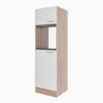 Dulap de cămară Yorki 60 cm, stejar Sonoma cu față alb satinat, 205 cm