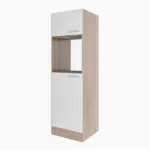 Dulap de cămară Yorki 60 cm, stejar Sonoma cu față alb satinat, 205 cm