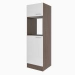 Dulap de cămară Yorki 60 cm, stejar Yorki cu front alb satinat, 205 cm