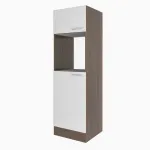 Dulap de cămară Yorki 60 cm, stejar Yorki cu front alb satinat, 205 cm