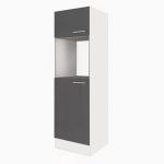 Dulap de cămară Yorki 60 cm, alb cu front antracit satinat, pentru bucătărie