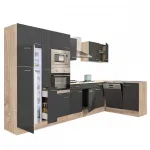 Mobilă bucătărie de colț Leziter Yorki 370 cm, stejar sonoma/antracit satinat