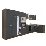 Bucătărie modulară de colț Leziter Yorki 430 cm, stejar Yorki, antracit satinat